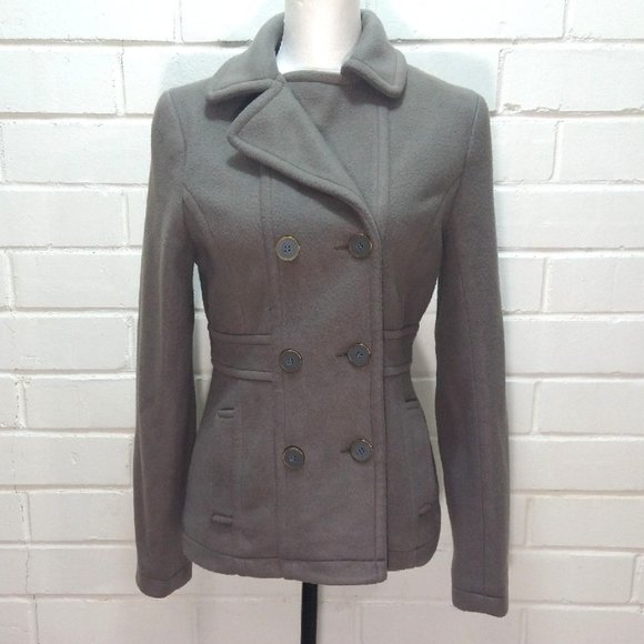 South Pole Gray Button Down Lined Collared Pea Coat Jacket Women's Size Medium - Picture 1 of 9